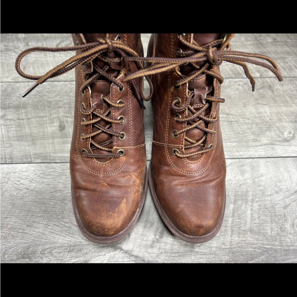 Timberland A1KDP Kellis Ankle Brown Leather Wedge Women’s Boots Booties Size 7 - Picture 4 of 9